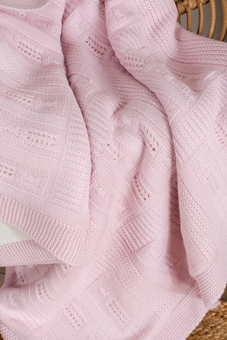 Toffy Toz Pembe Çizgili Örgü Bebek Battaniyesi 100x100 Pembe