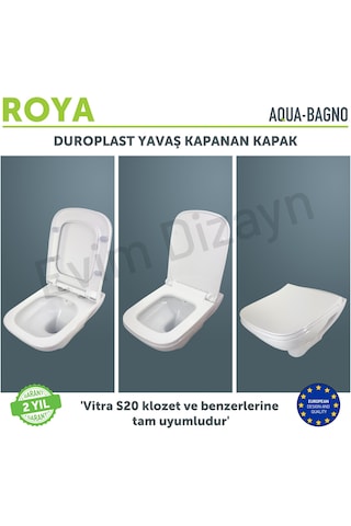 Aqua Bagno Roya Yavaş Kapanan Klozet Kapağı - VitrA S20 Uyumlu