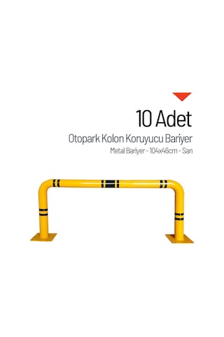 10'lu Otopark Kolon Koruyucu Bariyer Seti, Metal Bariyer 104 X 46cm-3664