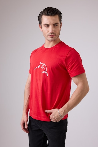 Marıne Tee Deniz Temalı Ribana Bisiklet Yaka Pamuk T-shirt-3126 KIrmızı