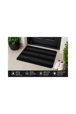 Delta Cc002a Siyah Kaymaz Taban Nem Alıcı Toz Alıcı Kapı Önü Paspası Uv Dayanıklı 45x70 Cm