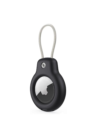 Buff Tagsafe Rope Steel Taşınabilir Anahtarlık Apple Uyumlu AirTag Kılıf Black