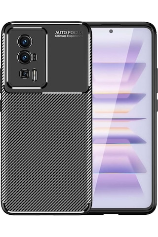 Xiaomi Poco F5 Pro Kilif Lens Karbon Tasarim Negro Silikon Kapak