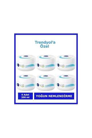 Nemlendirici Soft Bakım Kremi , El Yüz Vücut, Besleyici, Jojoba Yağı, E Vitamini 200 Ml 6 Adet