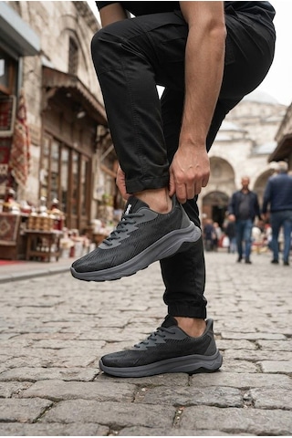 Scooter M2010 Rahat Tekstil Sneaker Erkek Ayakkabı Siyah - Füme