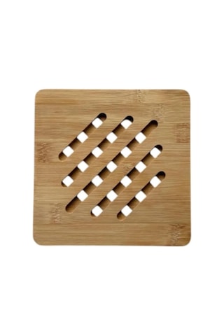 Bambu Nihale, Yuvarlak Ve Kare Çizgili, Tencere Tava Çaydanlık İçin, 17 Cm, Doğal Ahşap, Nemli Bezle Silinebilir Çok Renkli