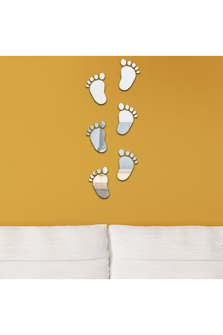 Sones 36 Adet / Set Akrilik Küçük Ayaklar Stereo Duvar Çıkartmaları Ev Dekorasyonu Yumuşak Ayna Gümüş Diğer