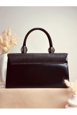 Elora Atelier Elora Glam Simli Doku Kapaklı Siyah Çanta Çok Renkli