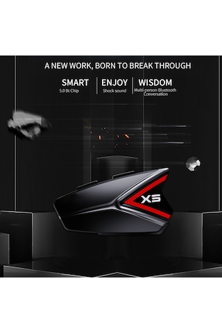 Vkemall Motorsiklet Kask Kulaklığı: Ip67 Su Geçirmez, Bt5.0 Kablosuz Müzik, Akıllı Gürültü Engelleme, 600mah Batarya, Siyah