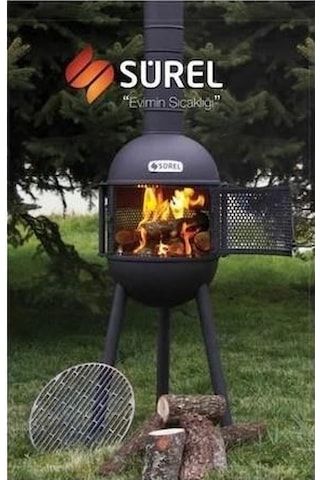 Sürel Çok Amaçlı Döküm Bahçe Şöminesi Teras Sobası Barbekü - Kırm