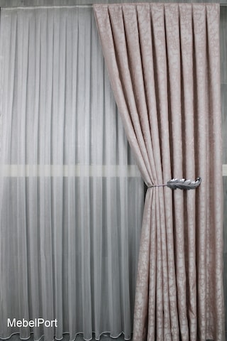 Jakar Fonluk Sahil Desen 1/3 Sıklık Korniş İçin Tek Kanat Pembe