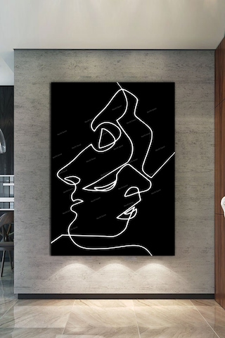 Yüzler ve Suretler Minimalist Modern Sanatsal Kanvas Tablo 50 x 70 y