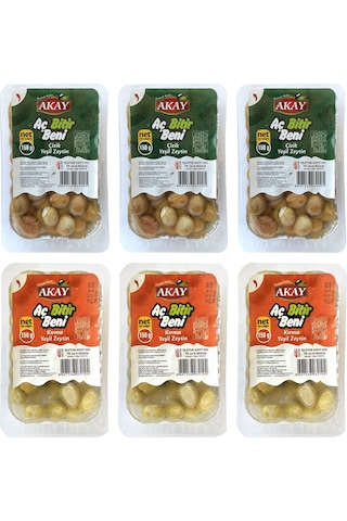 Akay Yeşil Zeytin Kırma Ve Çizik Aç Bitir 150 Gr 6 Lı Karma Paket