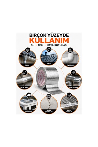 Dmax Sakız Sızdırmaz Bant 48 Mm X 2 M Butil Alüminyum Folyo Tamir Bandı Su Geçirmez İzolasyon Bandı
