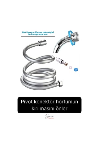 Gümüş Dayanıklı Esnek Kırılmaz Çatlamaz Patlamaz Sızdırmaz Pvc Banyo Duş Musluk Hortumu 1,5 Metre Çok Renkli