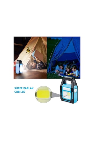 Sekatech Solar Işıldak Fener Taşınabilir Güneş Enerjili Ve Usb Mavi