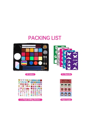 Hallow-profesyonel Yüz Ve Vücut Boyama Kiti 20 Renk Yıkanabilir Os6845