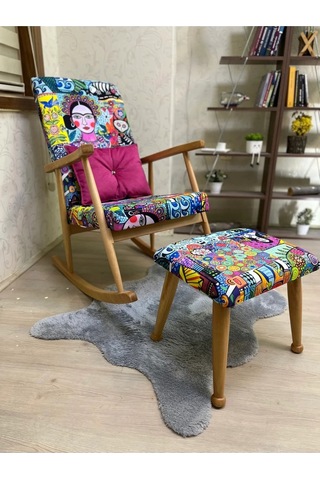 Trend Naturel Diego Ahşap Ayak Uzatma Pufu Makyaj Koltuğu Bench Tabure