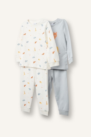 Defacto %100 Pamuk Hayvan Desenli Uzun Kollu Üst Lastikli Paça 4lü Pijama Takımı Erkek Bebek I1440a526augr91 Gri-gr91