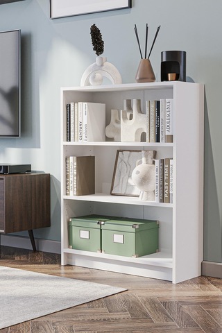 Bili Kitaplık 3 Raflı Geniş Çok Amaçlı Ofis Salon Kitap Dosya Rafı Beyaz Beyaz