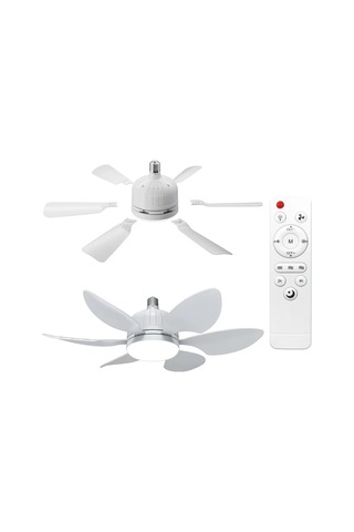 Xuweiwei 46 Cm Beyaz 40w 46 0cm 51 99cm Uzaktan Kumandalı 6 Yapraklı Led Tavan Vantilatörü Işığı E26 E27 3 Renk 3 Hız Ayarlı