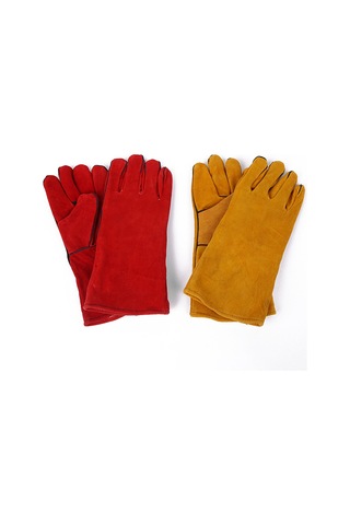 Vkemall Kürk Ve Pamuk İş Eldiveni - Kaynakçılık, Açık Hava Faaliyetleri İçin Uzun 350mm , Kalın, Kırmızı Rengi Emniyet Eldiveni