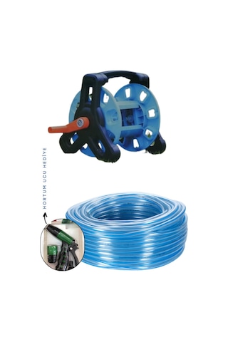 Taflan Tf6230 Hortum Makarası, Şeffaf Silikonlu Hortum 1/2" 30 Mt Ve 2 Fonk. Uç