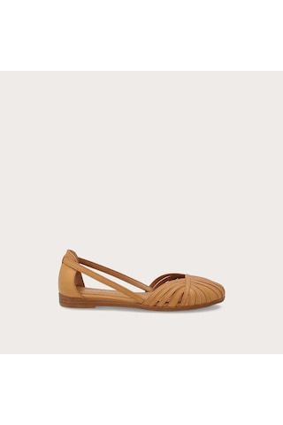 Caramello Sandalet Kadın 03m4 Frau Leather Caged Ballet Flats Wıth Thın Straps Turuncu