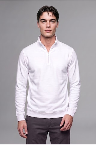 Defacto Regular Fıt Dik Yaka Yarım Fermuarlı Sweatshirt F2821ax26auwt34 Beyaz-wt34