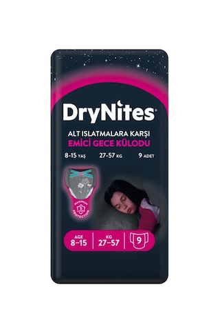 Drynites Kız Emici Gece Külodu 27-57 KG 8-15 Yaş 5 x 9 Adet 5'li