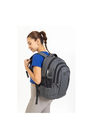 Gri Sportif Darbe Emici Su Geçirmez 14-16 İnç Laptop Sırt Çantası Renkli Çok Renkli