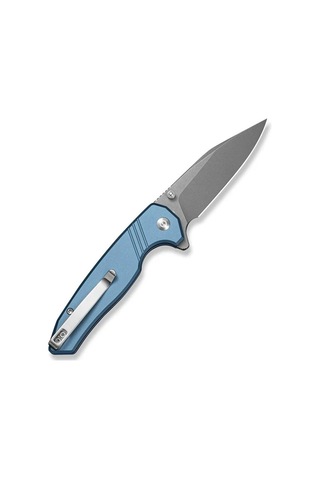 Sencut Selkyris Blue Aluminum Handle Gray Stonewashed Blade Kamp Çakı Mavi