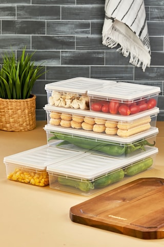 Multi Box 6 Parça 3 Farklı Boy Saklama Kabı Seti - Dondurucu & Mikrodalga Uyumlu Krem