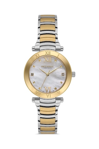 Dice Kayek Dk.1.ag1399.03 Taşlı Tasarım Sedef Kadranlı Çelik Kordon Çelik Kasa 5 Atm Suya Dayanıklı Metalik-altın Renk Kadın Kol Saati Çok Renkli