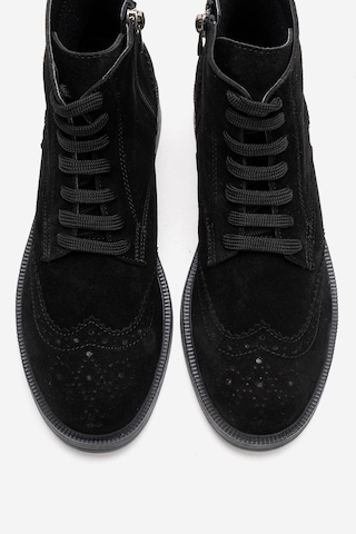 Luvishoes Nelvy Siyah Süet Hakiki Deri Kadın Bot Siyah
