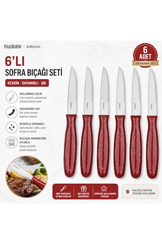 Bymyhand Bordo Meyve Bıçağı 6'lı Set