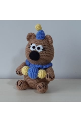 Amigurumi Örgü Oyuncak Ayı Palyaço 24 Cm