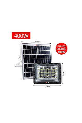 Dls 400w Güneş Enerjili Solar Led Projektör Harici Solar Panelli, 5 Metre Kablolu 502-400