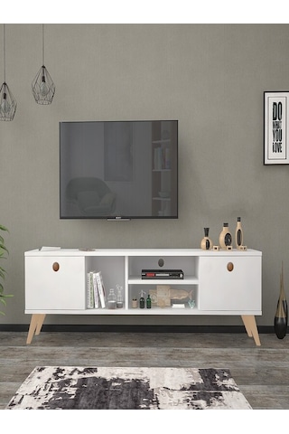 Mbes Mobilya Esin Beyaz 160 Cm Tv Ünitesi (Stoktan Hızlı Kargo)