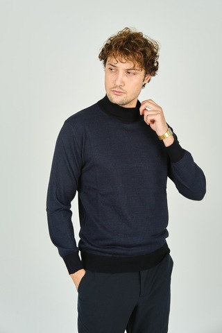 Woolen World Erkek Yarım Balıkçı Yaka Triko Kazak 5223 Lacivert Lacivert