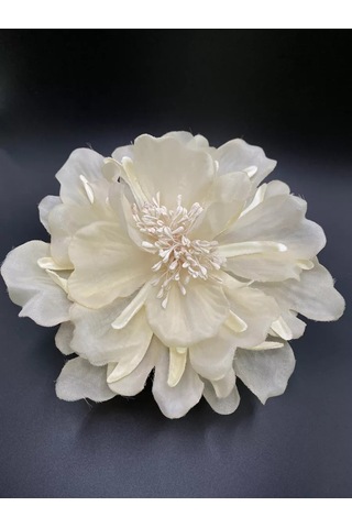 Amely Rid Kumaştan Büyük Çiçek Fiyonk Broş Tokalı 236336079 Bej