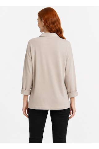 Neden Tekstil Kadın Bej Oversize Uzun Kollu Gömlek - Krem