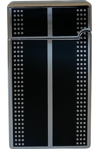 Siyah Gümüş Desenli Tek Torch Pürmüz Puro Çakmağı - Tr6685