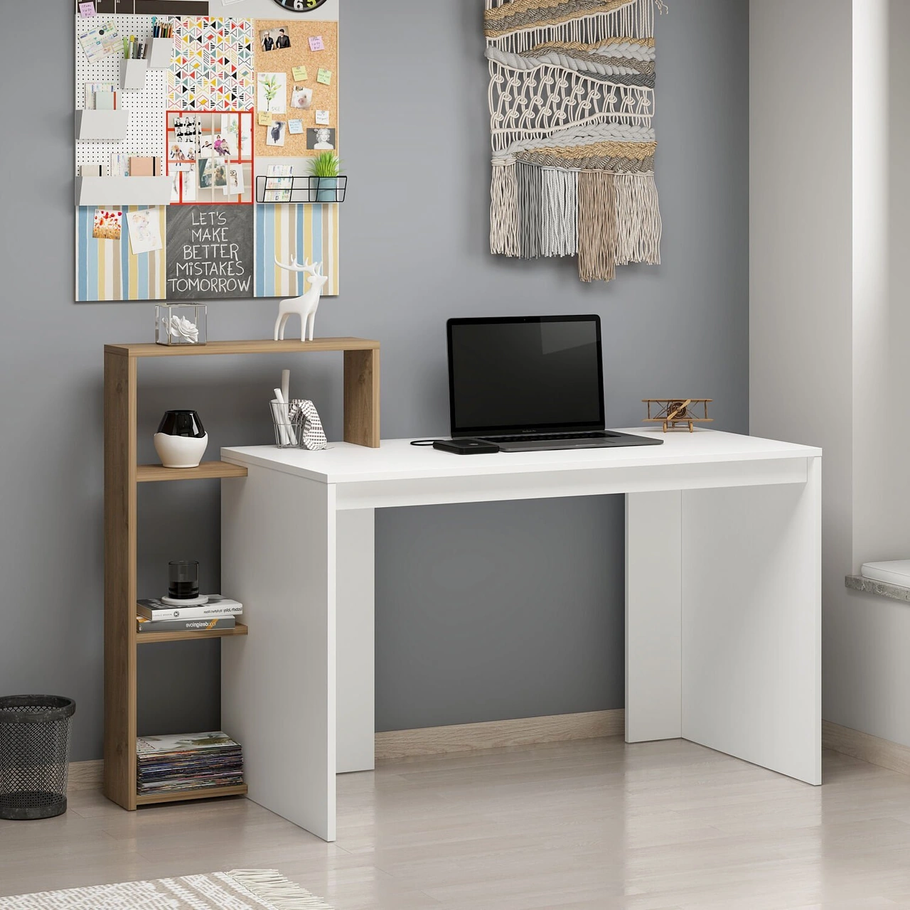 Velora Çalışma Masası - Beyaz/rahle Çok Renkli