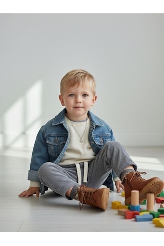 Zekids Erkek Çocuk Çizgili İnce Keten Pantolon-16809 Lacivert