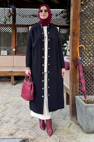Rabia Şamlı Yakut Angora Triko Kap Siyah Normal