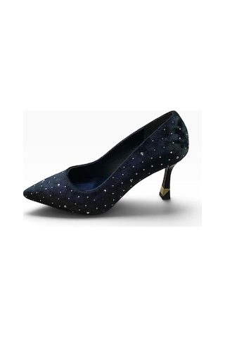 By Doğanrenas Kadın İnce Topuklu Süet Taşlı Stiletto Siyah - 942598030 Siyah