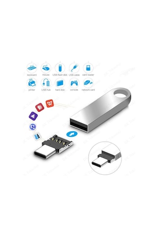 Mini OTG USB Type-C Erkek to USB Tip A Dişi Çevirici Adaptör
