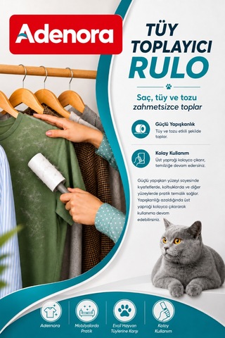 Tüy Toplayıcı Rulo Seti - 15 Yedekli 16 Parça - Kedi Köpek Tüy Alıcı