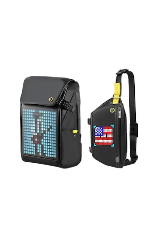 Divoom Pixoo Backpack-m Ve Slingbag Led Çanta Seti Siyah